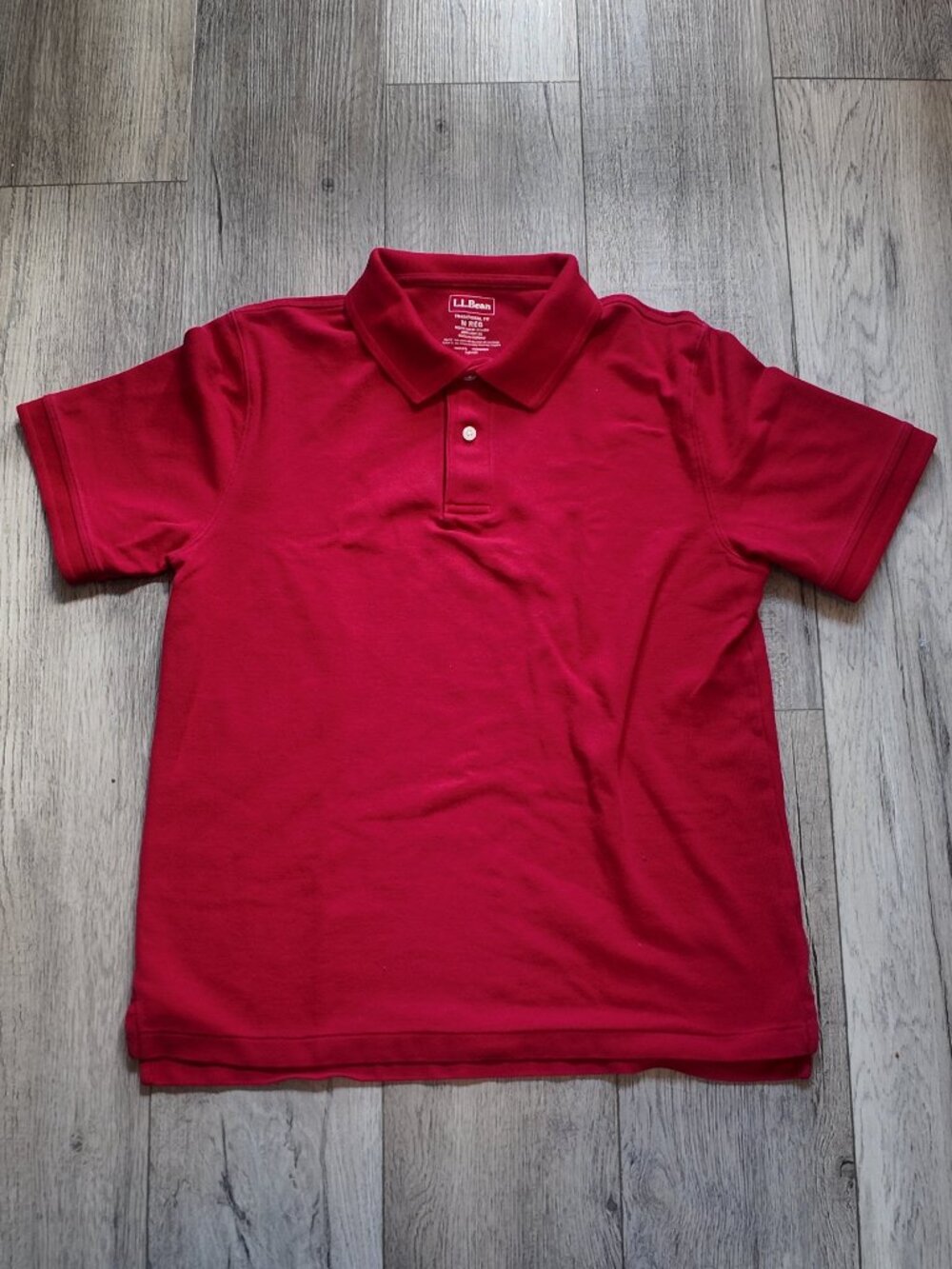 Red L.L Bean Men´s Traditional fit Short-Sleeve Pique Polo Size Medium